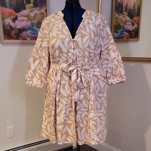 Torrid Leaf Print Dress with Tie Waist And Pockets